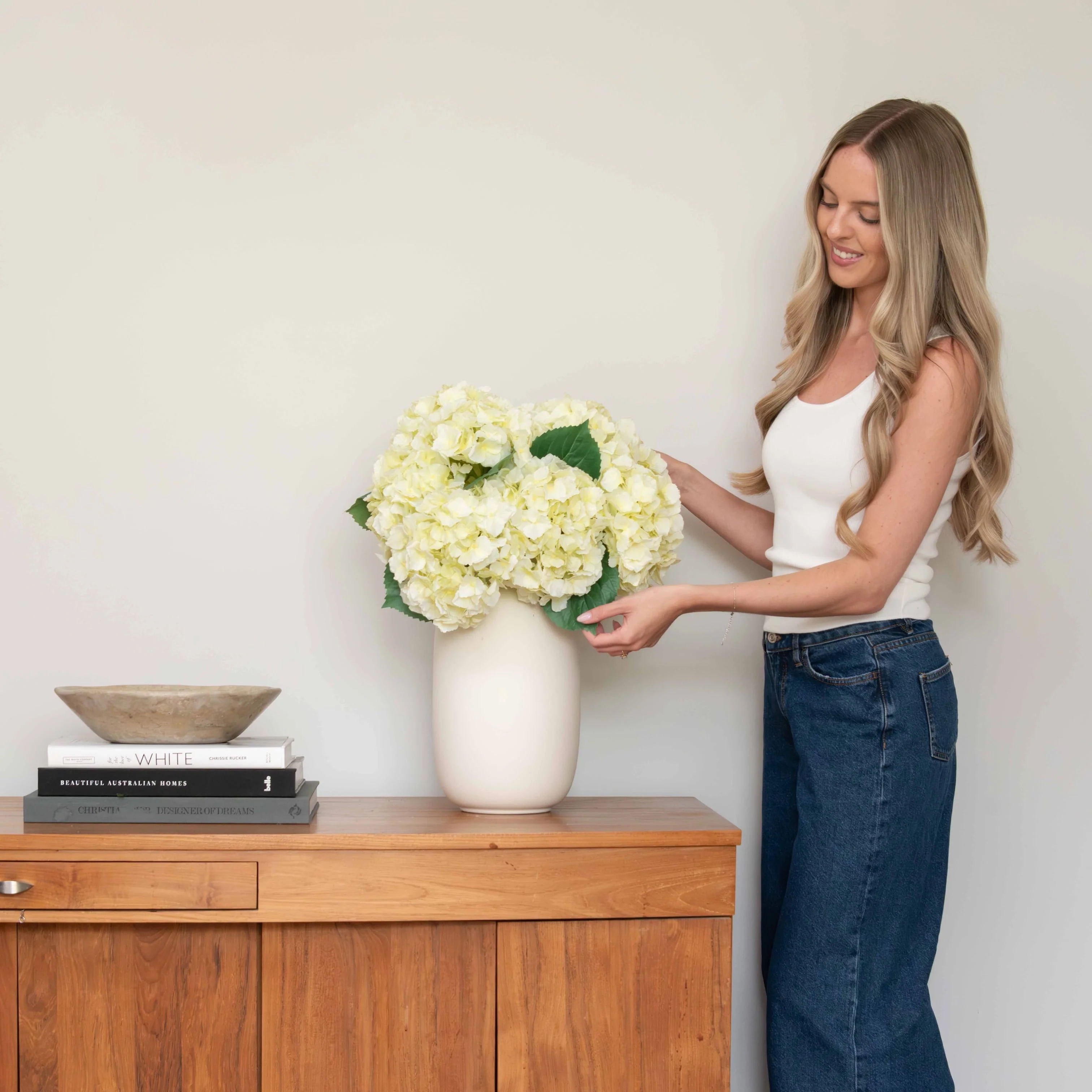 Artificial Cream Hydrangea Lacecap - Image 4